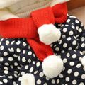 Baby / Toddler Girl Ear Decor Fleece Dots Long-sleeve Hooded Cotton Coat Dark Blue
