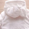 Solid Rabbit Decor Fleece Hooded Footed/footie Long-sleeve Baby Jumpsuit White image 3