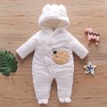 Bear Design Fleece Hooded Footed/footie Long-sleeve Baby Jumpsuit White image 1