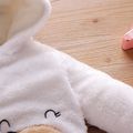 Bear Design Fleece Hooded Footed/footie Long-sleeve Baby Jumpsuit White