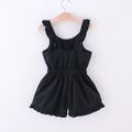 Toddler Girl Casual Solid Ruffled Jumpsuit Black