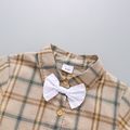 2-piece Toddler Boy Preppy style Plaid Shirt and Overalls Set Khaki