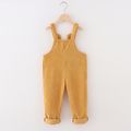 1-piece Toddler Girl Solid Color Corduroy Overalls/ Turtleneck Ribbed Long-sleeve Tee Yellow image 2