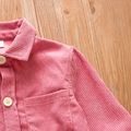 Toddler Girl Lapel Collar Button Design Solid Corduroy Jacket Light Purple
