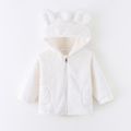 Toddler Girl/Boy Ear Design Zipper Fuzzy Jacket Coat White image 5
