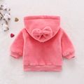 Cartoon Bear 3D Ears Solid Long-sleeve Hooded Baby Fleece Coat Jacket Pink image 4