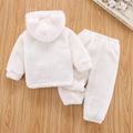 2pcs Baby Solid Thickened Fleece 3D Ears Long-sleeve Hoodie and Pants Set White image 3