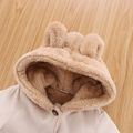 3D Bear Ear Hooded Long-sleeve Thickened Fleece Lined Baby Coat Beige