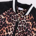 Toddler Girl/Boy Leopard Print Striped Zipper Bomber Jacket Black