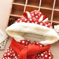 Baby / Toddler Girl Ear Decor Fleece Dots Long-sleeve Hooded Cotton Coat Red