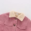 Toddler Girl/Boy Lapel Collar Button Design Fleece Lined Coat Pink image 3