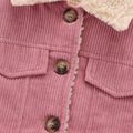 Toddler Girl/Boy Lapel Collar Button Design Fleece Lined Coat Pink