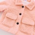 Baby Boy/Girl Thickened Fleece Solid Lapel Long-sleeve Single Breasted Coat Pink
