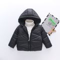 Toddler Girl/Boy Zipper Solid Color Hooded Overcoat Black