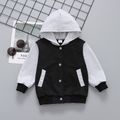 Baby Hooded Baseball Jacket Long-sleeve Coat Hoodie Black