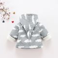 Baby All Over Cloud Print Grey Long-sleeve Hooded Thickened Fleece Lined Outwear Grey image 2