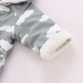 Baby All Over Cloud Print Grey Long-sleeve Hooded Thickened Fleece Lined Outwear Grey image 3