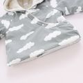Baby All Over Cloud Print Grey Long-sleeve Hooded Thickened Fleece Lined Outwear Grey