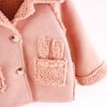 Baby Girl Pink Suede Splicing Thickened Fuzzy Fleece Lapel Long-sleeve Coat Pink