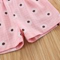 100% Cotton 2pcs Baby Girl Allover Floral Print Sleeveless Spaghetti Strap Layered Ruffle Top and Shorts Set Pink