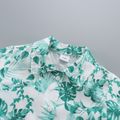 3pcs Toddler Boy Straw Hat and Floral Leaf Print Shirt & Shorts Set White