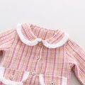 Baby Girl Pink Tweed Fringe Peter Pan Collar Long-sleeve Button Up Jacket Pink