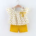 2-piece Toddler Girls Fruit Print Bow Top and Shorts Set Yellow image 1