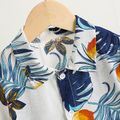 2pcs Toddler Boy Vacation Boho Floral Print Lapel Collar Shirt and Pocket Design Shorts Set Blue