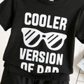 2pcs Toddler Boy Casual Letter Print Black Tee and Cargo Shorts Set Black