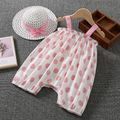2pcs Baby Girl Bow Front Polka Dots Cami Romper with Hat Set Pink