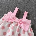 2pcs Baby Girl Bow Front Polka Dots Cami Romper with Hat Set Pink