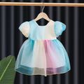 Toddler Girl Rainbow Bow Stunning Dress Multi-color