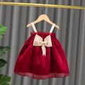 Baby Girl Bow Front Sleeveless Silky Princess Dress Red
