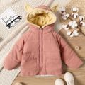 Toddler Girl Playful Ear Design Fleece Hooded Coat Pink image 1