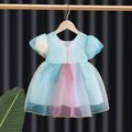 Toddler Girl Gradient Color Puff-sleeve Mesh Dress Multi-color