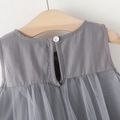 Toddler Girl Floral Embroidered Mesh Design Sleeveless Party Dress Grey image 5