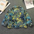 Toddler Boy/Girl Trendy 100% Cotton Painting Print Lapel Collar Denim Jacket Multi-color