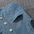 Toddler Boy Trendy 100% Cotton Button Pocket Design Blue Denim Vest Blue image 4
