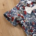 2pcs Baby Boy Bow Tie Decor Allover Floral Print Short-sleeve Shirt and Suspender Shorts Set Tibetanblue