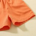 2pcs Toddler Girl 100% Cotton Notched Collar Button Design Short-sleeve Orange Shirt and Shorts Suit Set Orange image 2