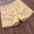 2pcs Toddler Girl Floral Print Bowknot Design Layered Camisole and Shorts Set Yellow image 5
