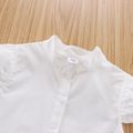 2pcs Toddler Girl Button Design Flutter-sleeve White Shirt and Floral Print Shorts Set Multi-color image 3