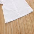 2pcs Toddler Girl Button Design Flutter-sleeve White Shirt and Floral Print Shorts Set Multi-color image 4