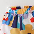 2pcs Baby Girl Colorful Floral Print Cold Shoulder Short-sleeve Top and Shorts Set Multi-color