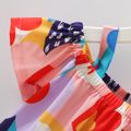 2pcs Baby Girl Colorful Floral Print Cold Shoulder Short-sleeve Top and Shorts Set Multi-color image 4