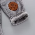 2pcs Toddler Boy Playful Bear Embroidered Fleece Hooded Jacket and Pants Set Grey