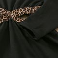 طفلة صغيرة العصرية طباعة الفهد قطع فستان طويل الأكمام أسود image 5