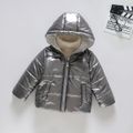 Toddler Boy/Girl Trendy Metallic Waterproof Windproof Waterproof Hooded Coat Dark Grey image 1