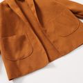 Toddler Girl Basic Shawl Collar Pocket Design Open Front Coat Khaki