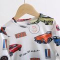 2pcs Baby Boy 95% Cotton Jeans and Allover Vehicle Print Long-sleeve Tee Set OffWhite image 3